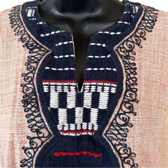 Embroidered woven ethnic boho tunic kaftan dress - Picture 4 of 11